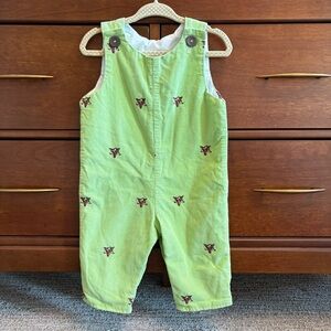 Boys JonJon longall Green Embroidered Reindeer and Christmas lights Romper 9-12m